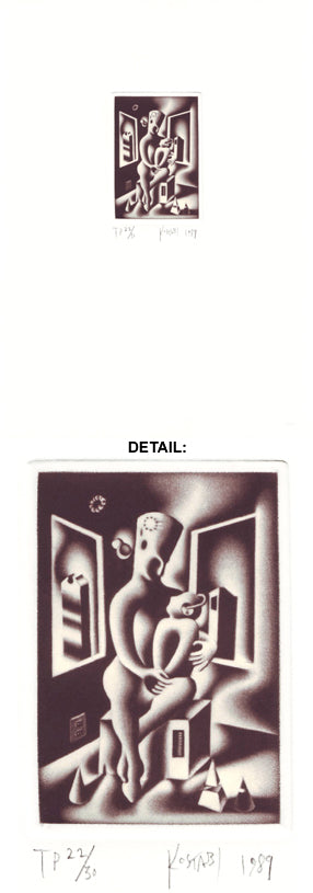 Framed Art Oedipus or Mother Knows Best by Mark Kostabi | 15 1/2 x 11 1/4 Art ...