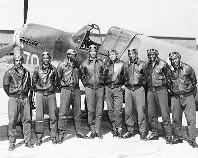 Framed Art Tuskegee Airmen Posed with P-40 Warhawk, 1945 by McMahan Photo Archive