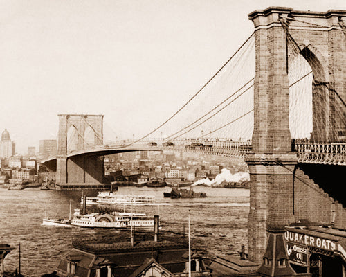Framed Art Brooklyn Bridge, New York, 1901 by McMahan Photo Archive