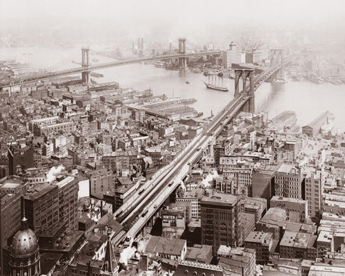 Brooklyn and Manhattan Bridges, 1916 by McMahan Photo Archive