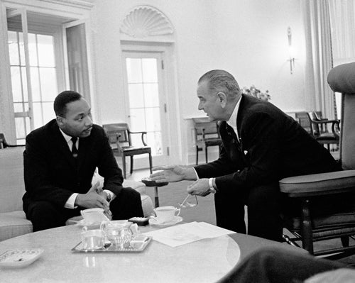 Martin Luther King Jr. and President Lyndon Johnson, Oval Office, 1