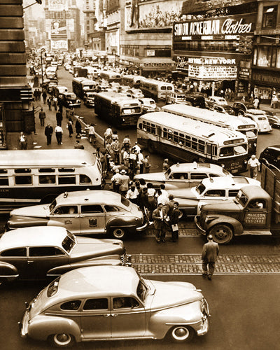 Framed Art 43rd Street & Broadway, Times Square, 1948 by McMahan Photo Archive