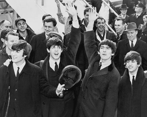 Framed Art The Beatles Arrive at JFK Airport, February 7, 1964 by McMahan Phot...