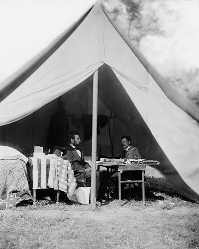 President Abraham Lincoln and General George McClellan, Antietam, M