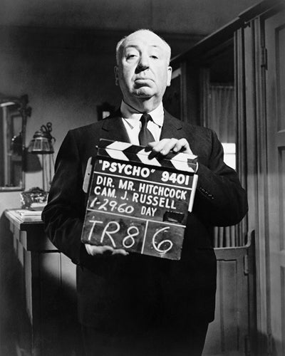 Framed Art Afred Hitchcock on 'Psycho' Film Set, 1960 by McMahan Photo Archive