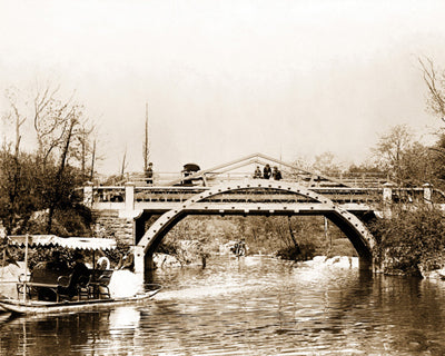 Framed Art Swan Boat and Bridge, Central Park, 1895 by McMahan Photo Archive
