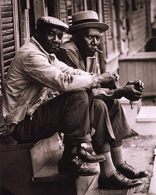 Framed Art African American Men Sitting on Stoop, Chharleston, SC, 1962 by McM...