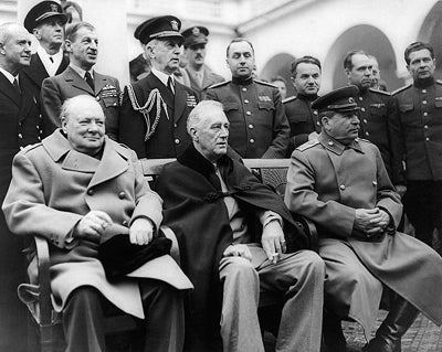 President Franklin D. Roosevelt, Winston Churchill, and Joseph Stal