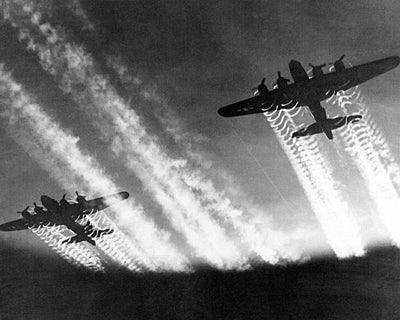Framed Art B-17 Flying Fortress Bombers with Contrails, c. 1943-5 by McMahan P...