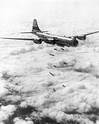 Framed Art B-29 Superfortress Bombing Over Korea, Auguest, 1951 by McMahan Pho...