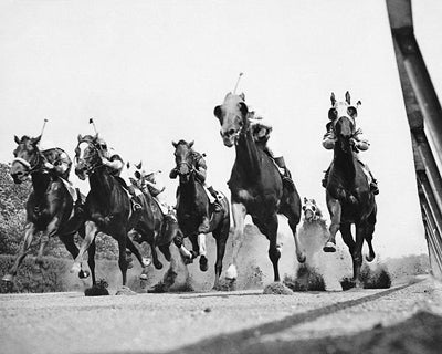 Framed Art Thoroughbred Horse Race at Belmont Track, NY, 1937 by McMahan Photo...
