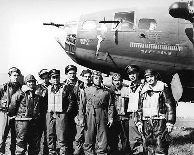 Framed Art Memphis Belle and Crew, England, 1943 by McMahan Photo Archive
