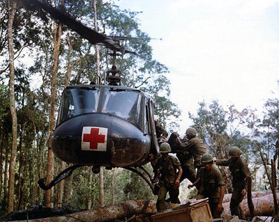 Framed Art Bell Huey Helicopter Medical Evacuation, Vietnam by McMahan Photo A...