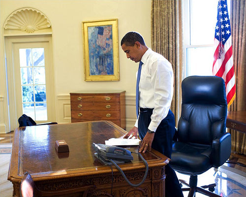 Framed Art President Barack Obama, First Day in Oval Office, January 21, 2009 ...
