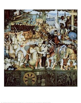 Framed Art Disembarkation of the Spanish at Veracruz by Diego Rivera