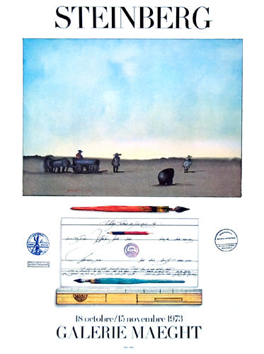 Framed Art Crayon et Paysage by Saul Steinberg | 31 x 23 1/8