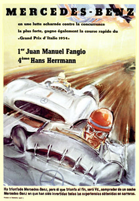 Framed Art Mercedes-Benz, Italian Grand Prix, 1954 18 1/4 x 14 1/4 A...
