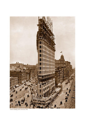 Framed Art Flatiron Building Under Construction, 1902 (sepia) 