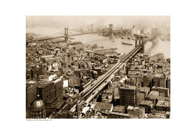 Brooklyn and Manhattan Bridges, 1916 (sepia) Wall Art