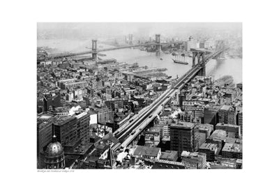 Framed Art Brooklyn and Manhattan Bridges, 1916 13 x 19