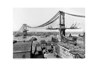 Manhattan Bridge Construction, 1909 Wall Art | 13 x 19 Fine Art Print