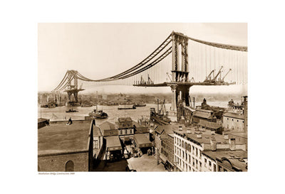 Manhattan Bridge Construction, 1909 (sepia) Wall Art