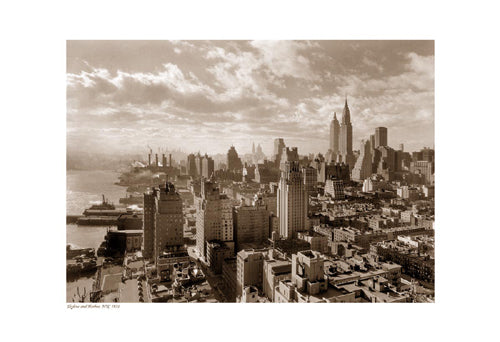 Framed Art Skyline and Harbor, NYC, 1931 (sepia) 13 x 19