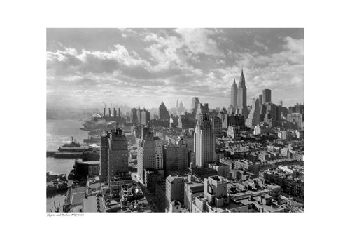 Framed Art Skyline and Harbor, NYC, 1931 13 x 19