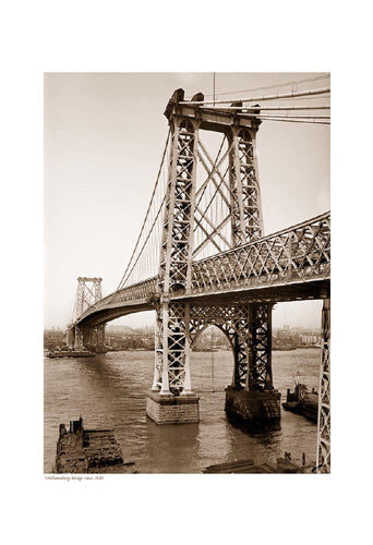 Framed Art Williamsburg Bridge, circa 1910 (sepia) 19 x 13
