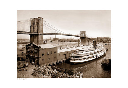 Framed Art Brooklyn Bridge, 1905 (sepia) 13 x 19
