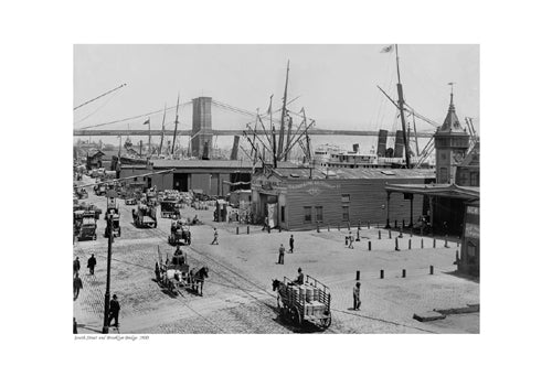Framed Art South Street and Brooklyn Bridge, 1900 13 x 19