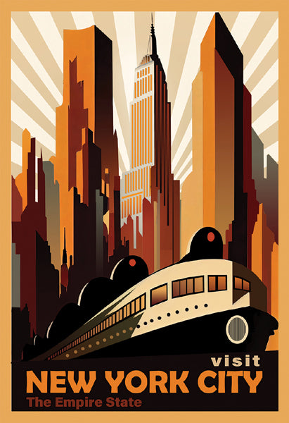 Visit New York City (Ferry & Empire State Building) Wall Art