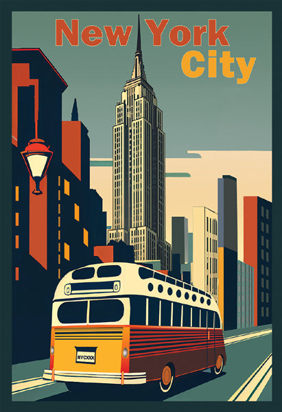 Framed Art New York City (Bus & Empire State Building) 