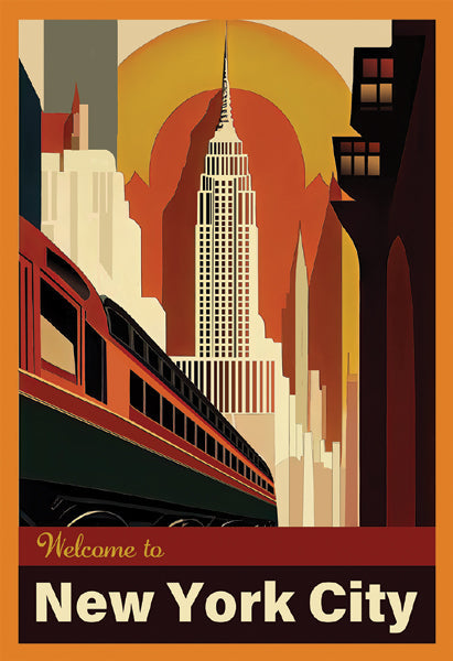 Framed Art Train to New York City 18 ½ x 12 ½