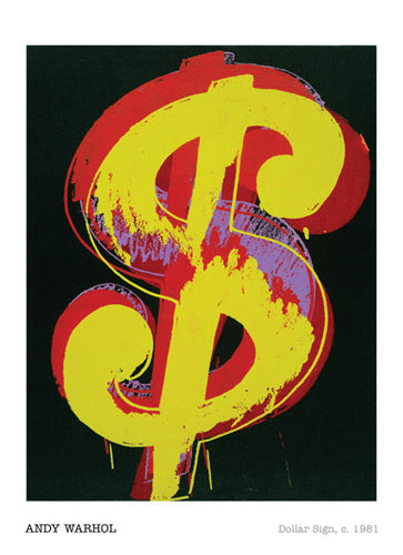 Framed Art Dollar Sign, 1981 by Andy Warhol | 36 x 24