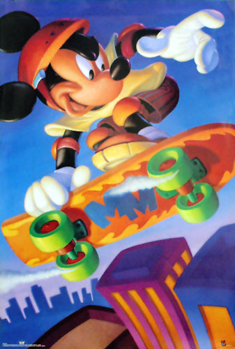 Mickey Mouse: Skateboarding by Walt Disney | 36 x 24 Fine Art Print