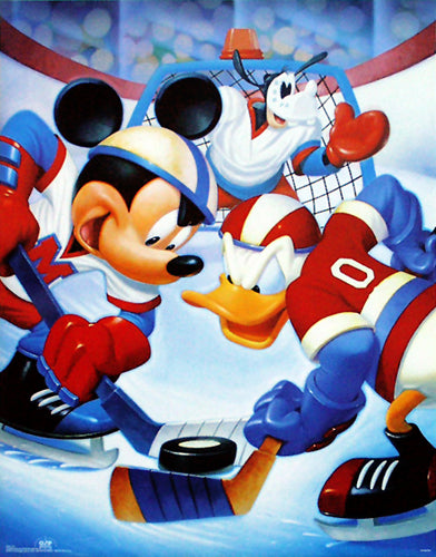 Mickey & Friends: Ice Hockey by Walt Disney | 28 x 22 Fine Art Print