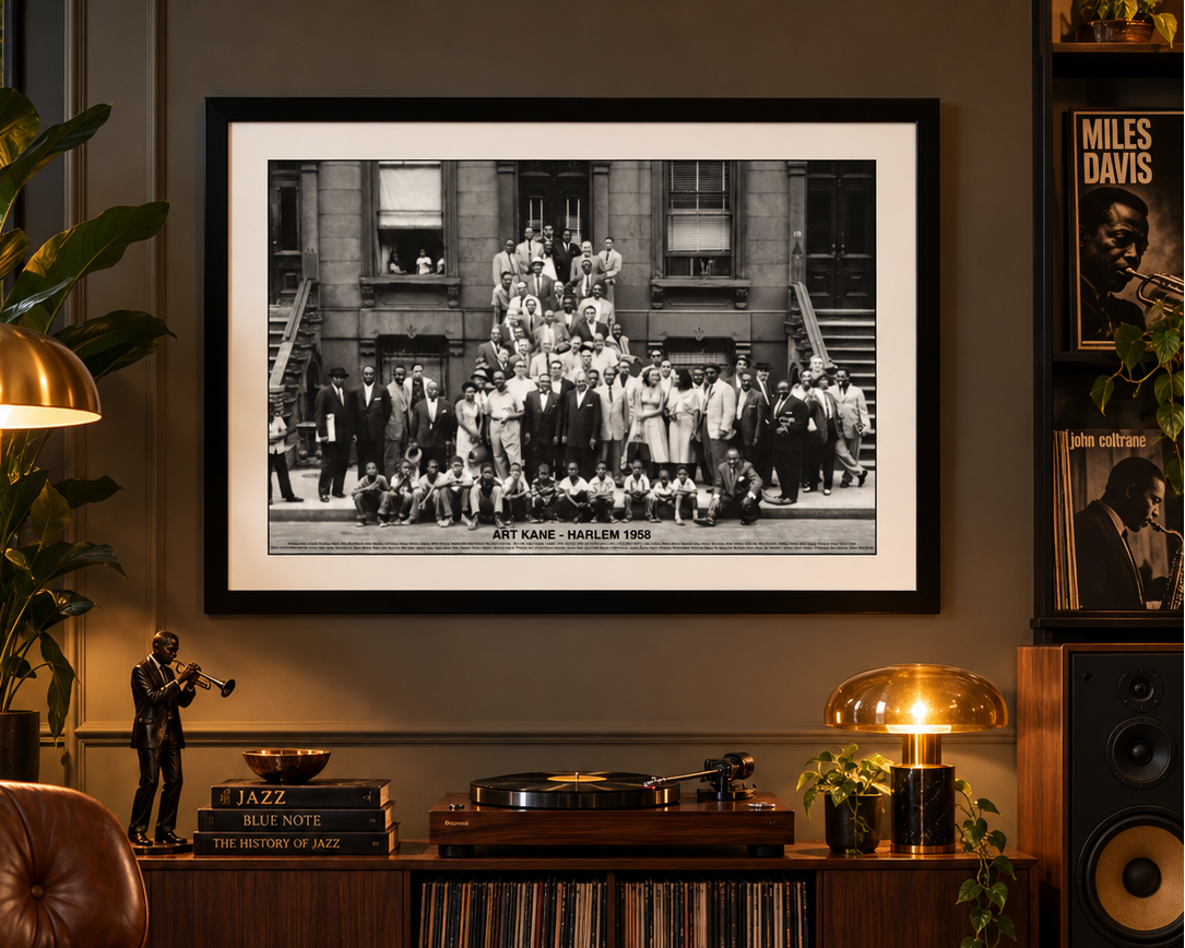 Framed Art A Great Day in Harlem by Art Kane | Iconic Jazz Photography Wall | 24x36 inch