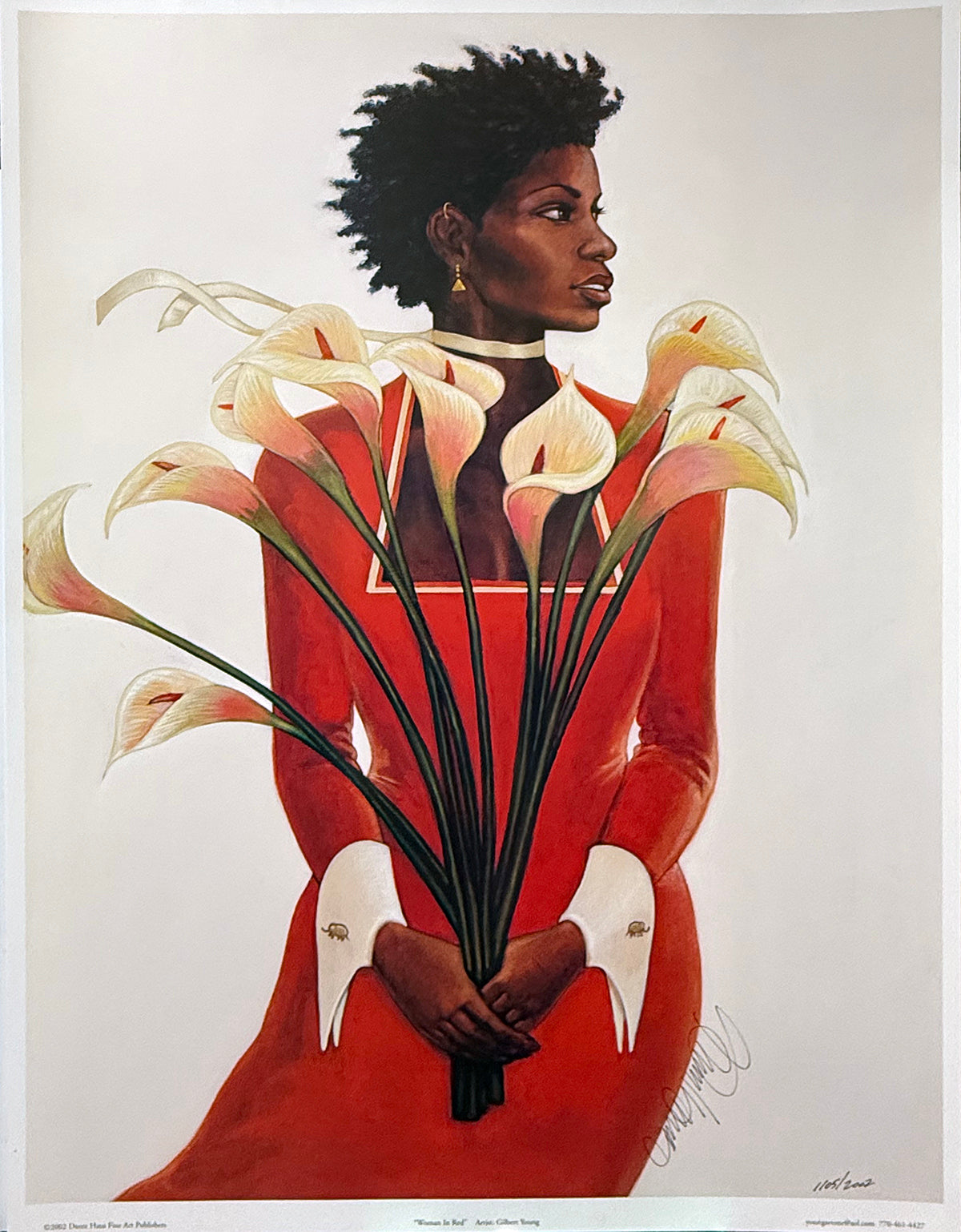 Woman in Red by Gilbert Young, Limited Edition 36 x 27 inches